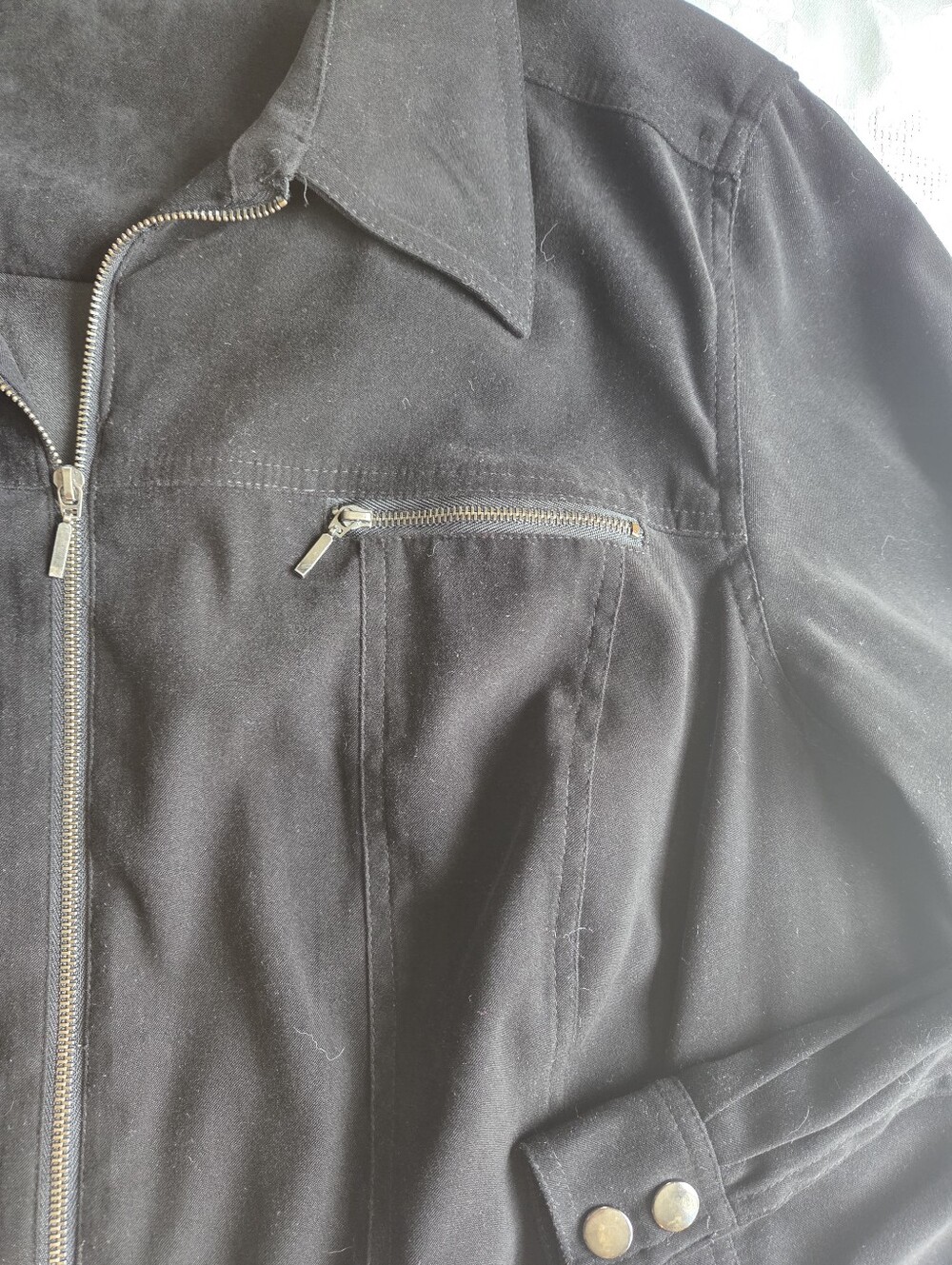Optimum Nostalgia - Jacket Black Faux Suede Zip Up - Picture 10 of 13